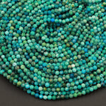 Natural Turquoise 3mm Faceted Round Beads Real Genuine Bright Blue Green Turquoise Micro Diamond Cut 15.5&quot; Strand