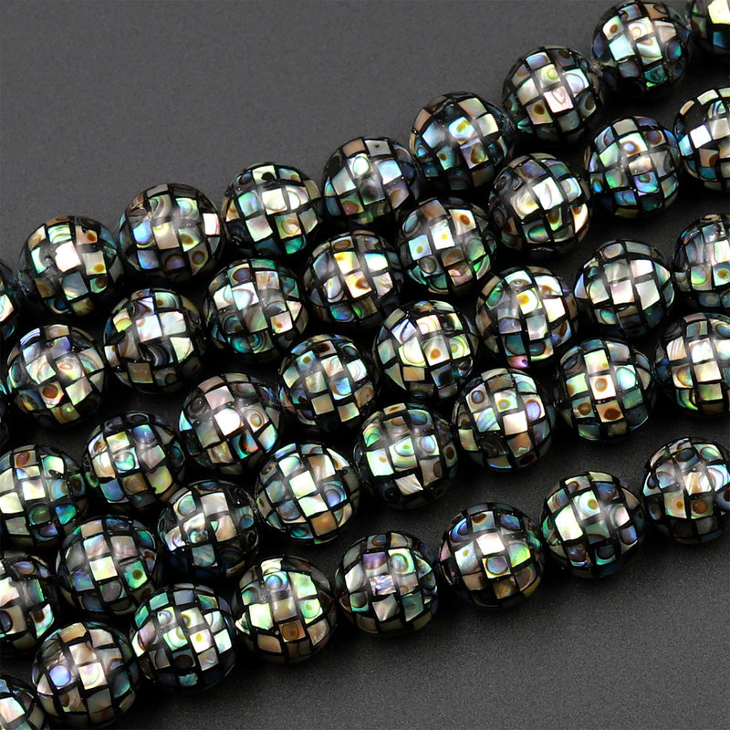 8-20mm Natural Peacock Blue Abalone Pearl Shell Beads Round