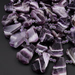 Natural Purple Chevron Amethyst Faceted Trapezoid Rectangle Cushion Beads Unique Tapered Teardrop Cut White Stripes 15.5&quot; Strand