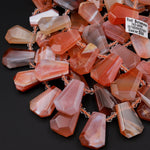 Natural Orange Red Botswana Agate Faceted Trapezoid Rectangle Cushion Beads Unique Tapered Teardrop Cut 15.5&quot; Strand