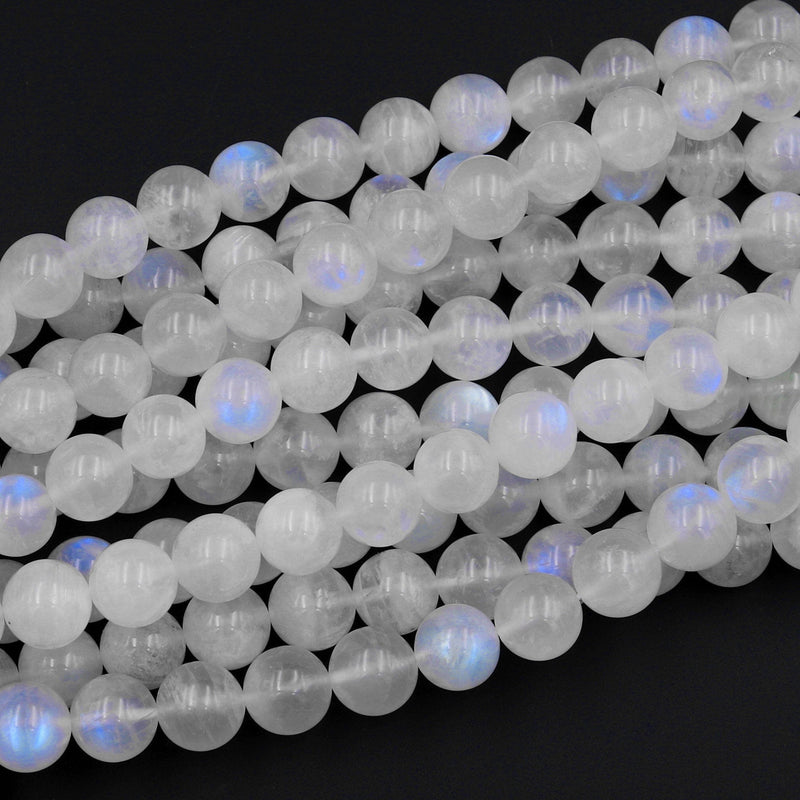 Light Gray Moonstone Smooth Round Beads Size 6mm 8mm 10mm 15.5'' Stran –  CRC Beads