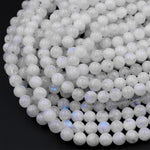 Natural Rainbow Moonstone 4mm 5mm 6mm 7mm 8mm 10mm 12mm Round Beads Full 15.5&quot; Strand