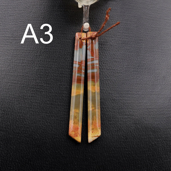 Super Long Linear Spike Earring Pair Matched Gemstone Natural Red Creek Jasper Beads With Beveled Edge Aka Multicolor Picasso Jasper A3