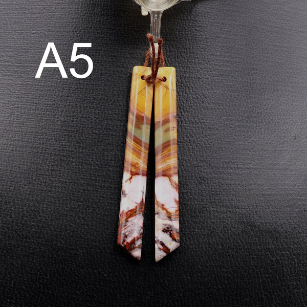 Super Long Linear Spike Earring Pair Matched Gemstone Natural Red Creek Jasper Beads With Beveled Edge Aka Multicolor Picasso Jasper A5