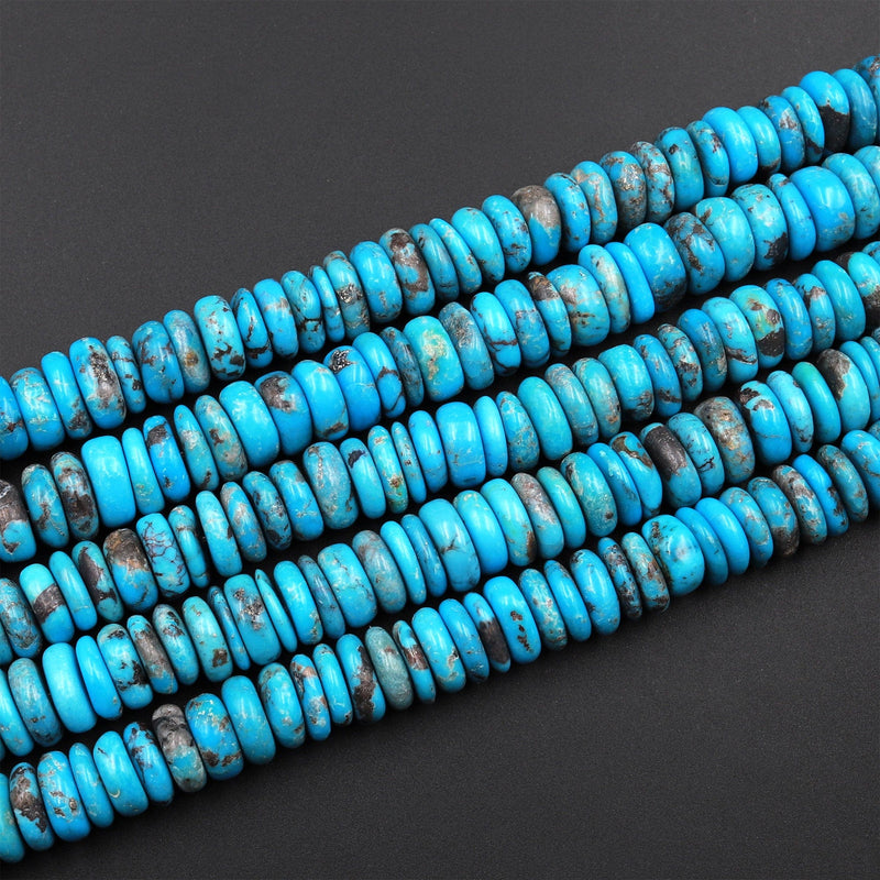 Blue Turquoise Heishi Beads 6.5 Bracelet Strand 5mm 0302 by Alltribes