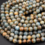 Natural Argentina Lemurian Aquatine Calcite Aka Blue Calcite Smooth Round Beads 6mm 8mm 10mm 12mm 15.5&quot; Strand