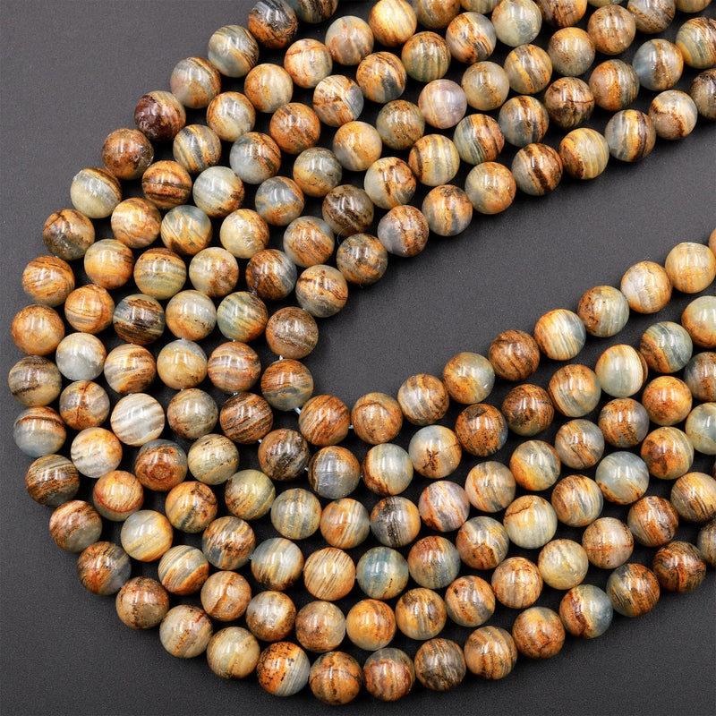 Natural Argentina Lemurian Aquatine Calcite Aka Blue Calcite Smooth Round Beads 6mm 8mm 10mm 12mm 15.5&quot; Strand