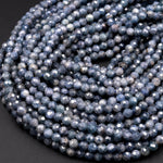 Natural Burma Blue Sapphire Faceted 5mm 8mm Round Beads 15.5&quot; Strand