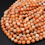 Genuine Natural Orange Calcite Beads 6mm 8mm 10mm Round Smooth Polished Gemstone 15.5&quot; Strand