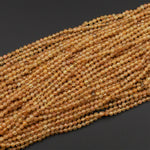 Rare Faceted Natural Golden Apatite 4mm 6mm Round Beads 15.5&quot; Strand