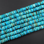 Genuine 100% Natural Arizona Turquoise Heishi Beads 8mm 9mm 10mm Real Natural Blue Turquoise Beads 15.5&quot; Strand