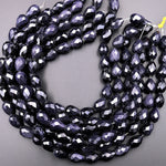 Sparkling Blue Goldstone 16x12mm Faceted Teardrop Beads Vertically Drilled 15.5&quot; Strand