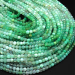Natural Australian Green Chrysoprase Faceted 4mm Cube Square Dice Beads Gemstone 15.5&quot; Strand