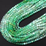 Natural Australian Green Chrysoprase Faceted 4mm Cube Square Dice Beads Gemstone 15.5&quot; Strand