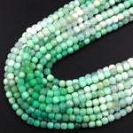 Natural Australian Green Chrysoprase Faceted 4mm Cube Square Dice Beads Gemstone 15.5&quot; Strand