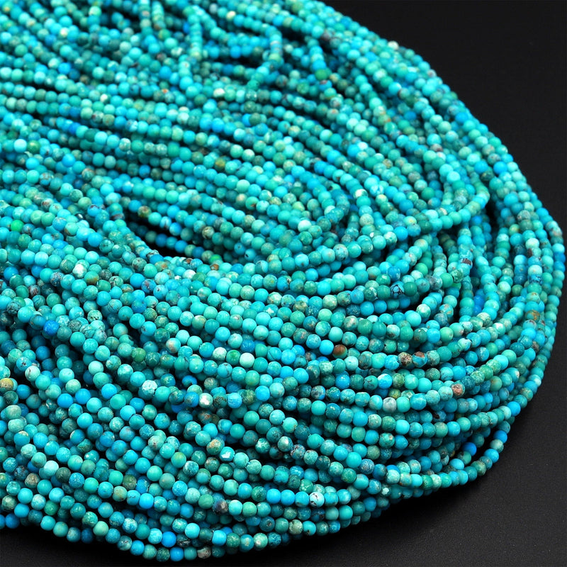 AAA Natural Turquoise 2mm Smooth Round Beads Real Genuine Natural Turquoise Gemstone 15.5&quot; Strand