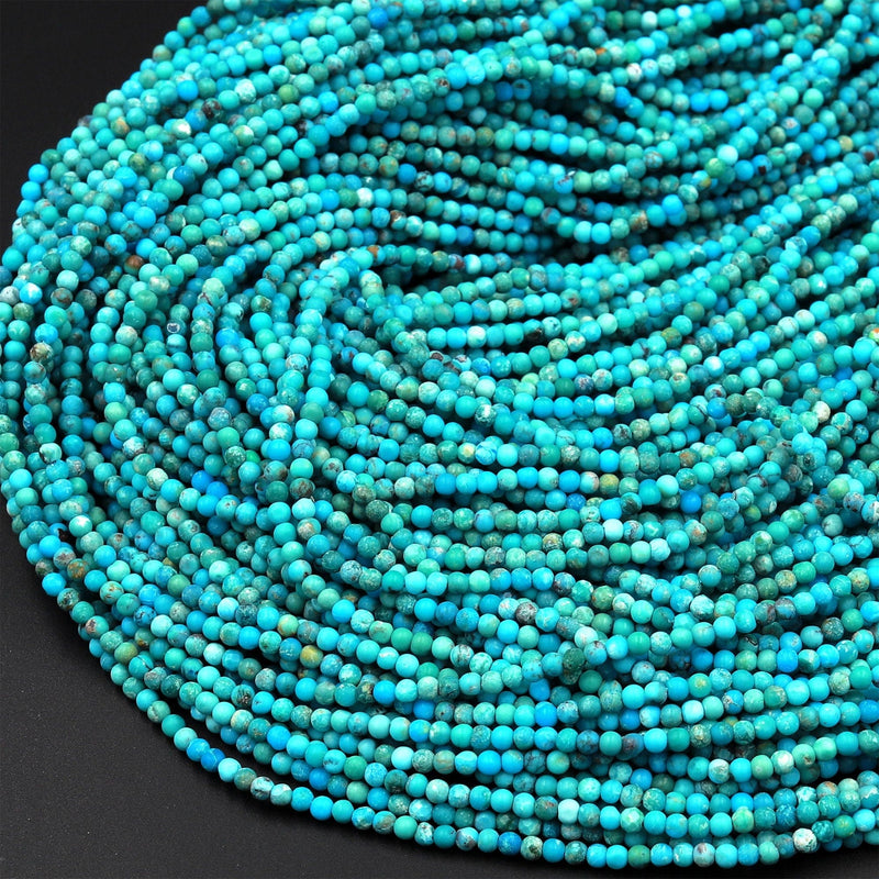 AAA Natural Turquoise 2mm Smooth Round Beads Real Genuine Natural Turquoise Gemstone 15.5&quot; Strand