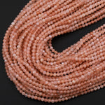 Faceted Natural Peach Moonstone Round Beads 2mm 3mm 4mm 5mm 15.5&quot; Strand