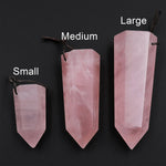 Natural Madagascar Pink Rose Quartz Obelisk Point Pendant Side Drilled Gemstone Crystal Tower Pendulum