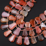 Natural Orange Red Botswana Agate Faceted Trapezoid Rectangle Cushion Beads Unique Tapered Teardrop Cut 15.5&quot; Strand