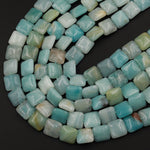 Natural Blue Amazonite Square Cushion Beads 12mm 14mm 15.5&quot; Strand