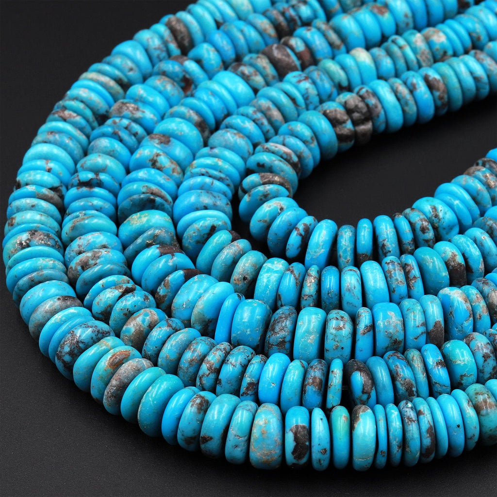 RARE Number 8 Turquoise BIG THICK Blue Heishi Beads 8mm (package of 10  beads)