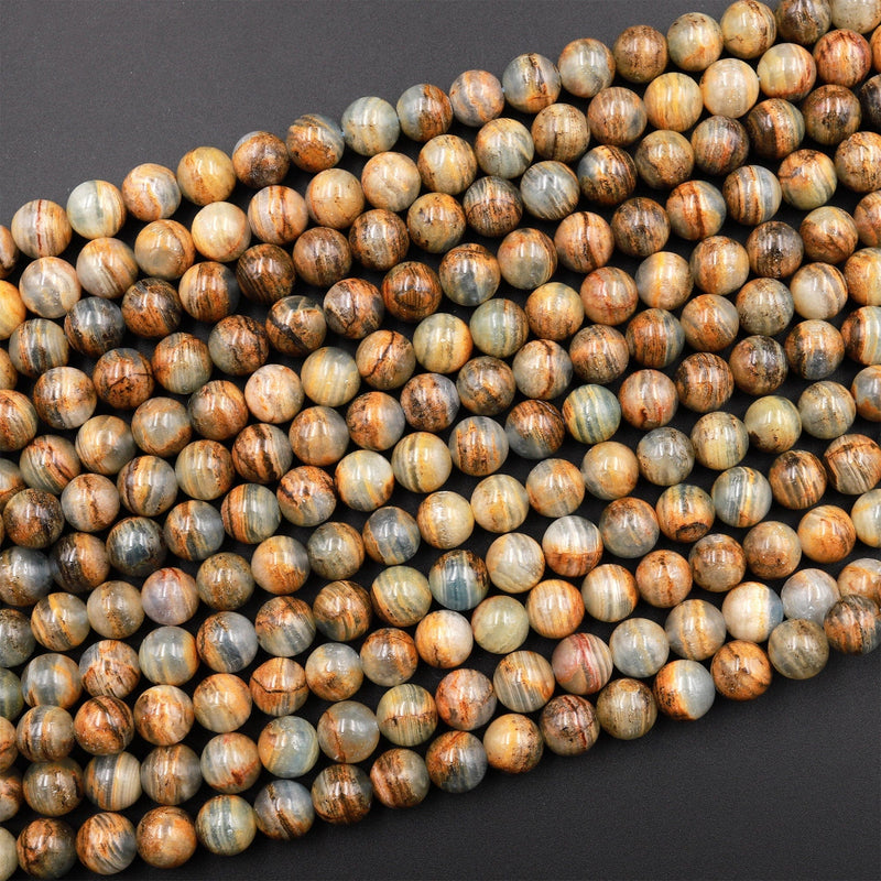 Natural Argentina Lemurian Aquatine Calcite Aka Blue Calcite Smooth Round Beads 6mm 8mm 10mm 12mm 15.5&quot; Strand