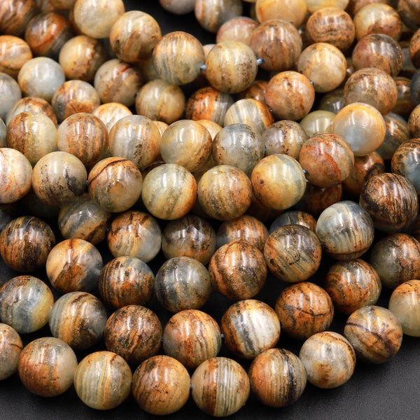 Natural Argentina Lemurian Aquatine Calcite Aka Blue Calcite Smooth Round Beads 6mm 8mm 10mm 12mm 15.5&quot; Strand