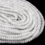 Mystic Rainbow Moonstone 6x4mm 8x5mm Rondelle Beads Plated Silverite Coated Natural Gemstone 16&quot; Strand