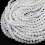 Mystic Rainbow Moonstone 6mm 8mm Round Beads Plated Silverite Coated Natural Gemstone 16&quot; Strand