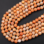 Genuine Natural Orange Calcite Beads 6mm 8mm 10mm Round Smooth Polished Gemstone 15.5&quot; Strand