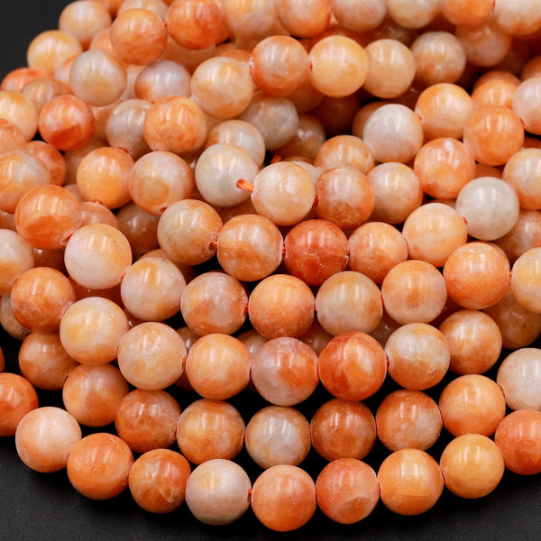 Genuine Natural Orange Calcite Beads 6mm 8mm 10mm Round Smooth Polished Gemstone 15.5&quot; Strand