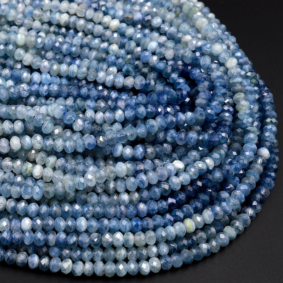 AAA Natural Kyanite 4mm Rondelle Beads Rare Multicolor Real Genuine Kyanite 15.5&quot; Strand