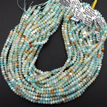 AA Faceted Amazonite 6mm 8mm Rondelle Beads Natural Multicolor Blue Green Brown Yellow 15.5&quot; Strand