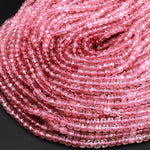 Natural Pink Red Strawberry Quartz Faceted 4mm Cube Square Dice Beads Gemstone 15.5&quot; Strand