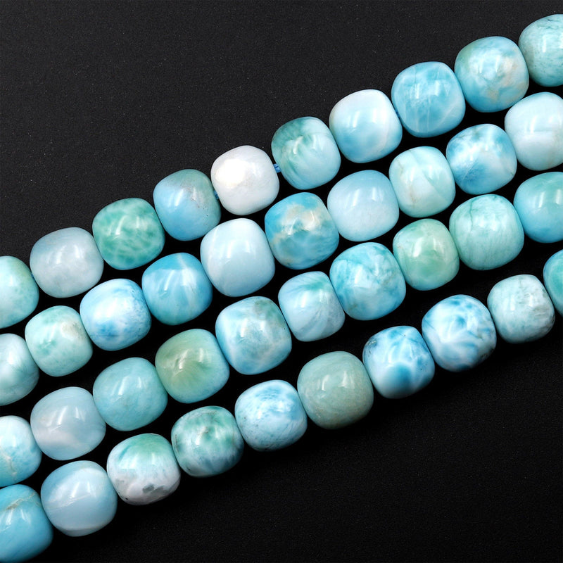 Natural Larimar 7mm 8mm 12mm Rounded Barrel Beads High Quality Real Genuine Natural Blue Larimar Gemstone 15.5&quot; Strand