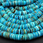 Genuine 100% Natural Arizona Turquoise Heishi Beads 8mm 9mm 10mm Real Natural Blue Turquoise Beads 15.5&quot; Strand