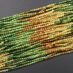AAA Natural Multicolor Green Yellow Cognac Tourmaline Micro Faceted 2mm Round Gemstone Beads 15.5&quot; Strand