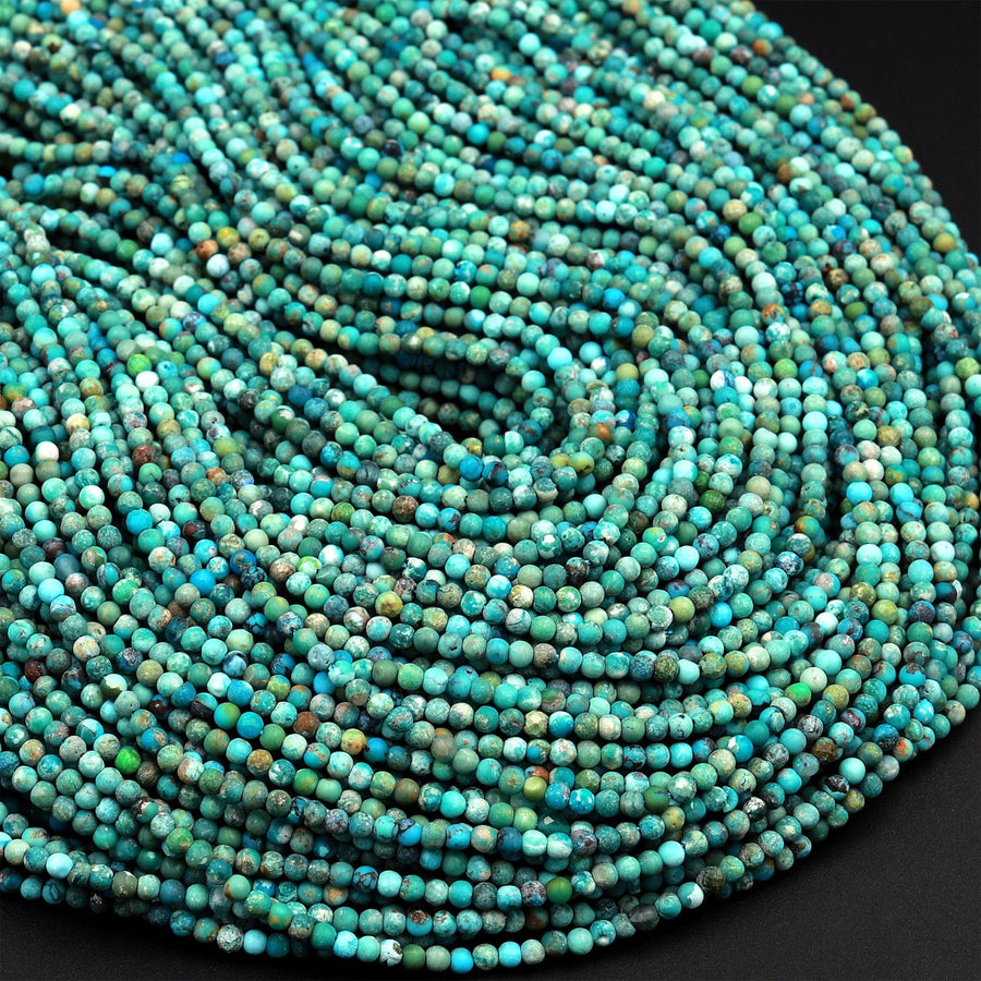 Natural Turquoise 2mm Smooth Round Beads Real Genuine Natural Turquoise Gemstone 15.5&quot; Strand