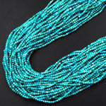 AAA Natural Turquoise 2mm Smooth Round Beads Real Genuine Natural Turquoise Gemstone 15.5&quot; Strand