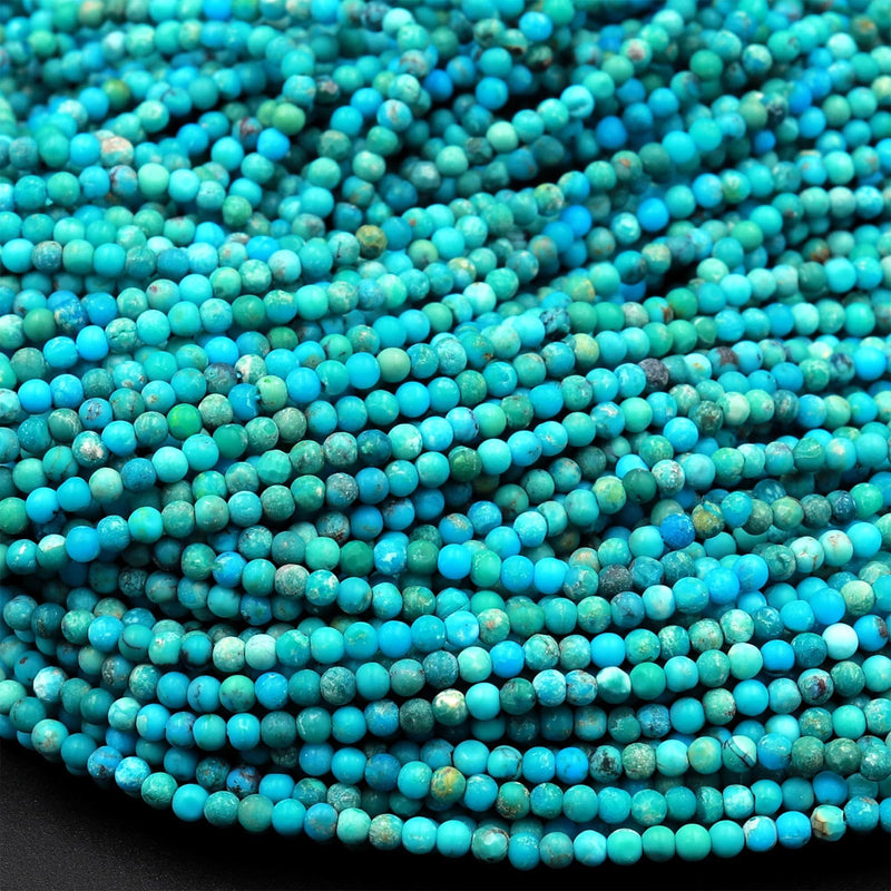 AAA Natural Turquoise 2mm Smooth Round Beads Real Genuine Natural Turquoise Gemstone 15.5&quot; Strand