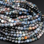Natural Multicolor Blue Kyanite Faceted 6mm Cube Dice Square Beads Micro Faceted Laser Diamond Cut 15.5&quot; Strand