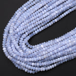 AAA Faceted Natural Blue Lace Agate 3mm Rondelle Beads Blue Chalcedony Micro Diamond Cut 15.5&quot; Strand
