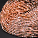 AAA Micro Faceted Natural Multicolor Peach Gray Moonstone 3mm Rondelle Beads 15.5&quot; Strand