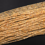 Natural Golden Rutile Quartz Faceted 3x2mm Rondelle Beads Sharp Golden Rutile Needle Gemstone 15.5&quot; Strand