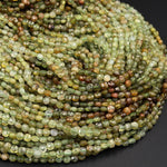Natural Green Garnet 4mm Faceted Coin Beads 15.5&quot; Strand