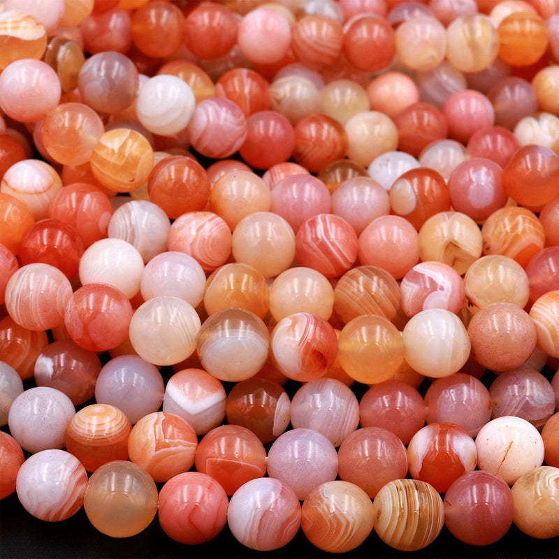 AAA Natural Orange Red Botswana Agate 4mm 6mm 8mm 10mm 12mm Round Beads 15.5&quot; Strand