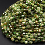AAA Faceted Natural Green Garnet 6mm Beads Energy Prism Double Terminated Point Cut Gemstone 15.5&quot; Strand
