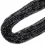 AAA Genuine 100% Natural Black Spinel Micro Faceted Small 3mm Round Lantern Beads Diamond Cut Gemstone 15.5&quot; Strand