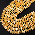 Natural Honey Yellow Calcite Beads 6mm 8mm Freeform Center Drilled Rondelle Disc Organic Cut Pebble Nuggets 15.5&quot; Strand